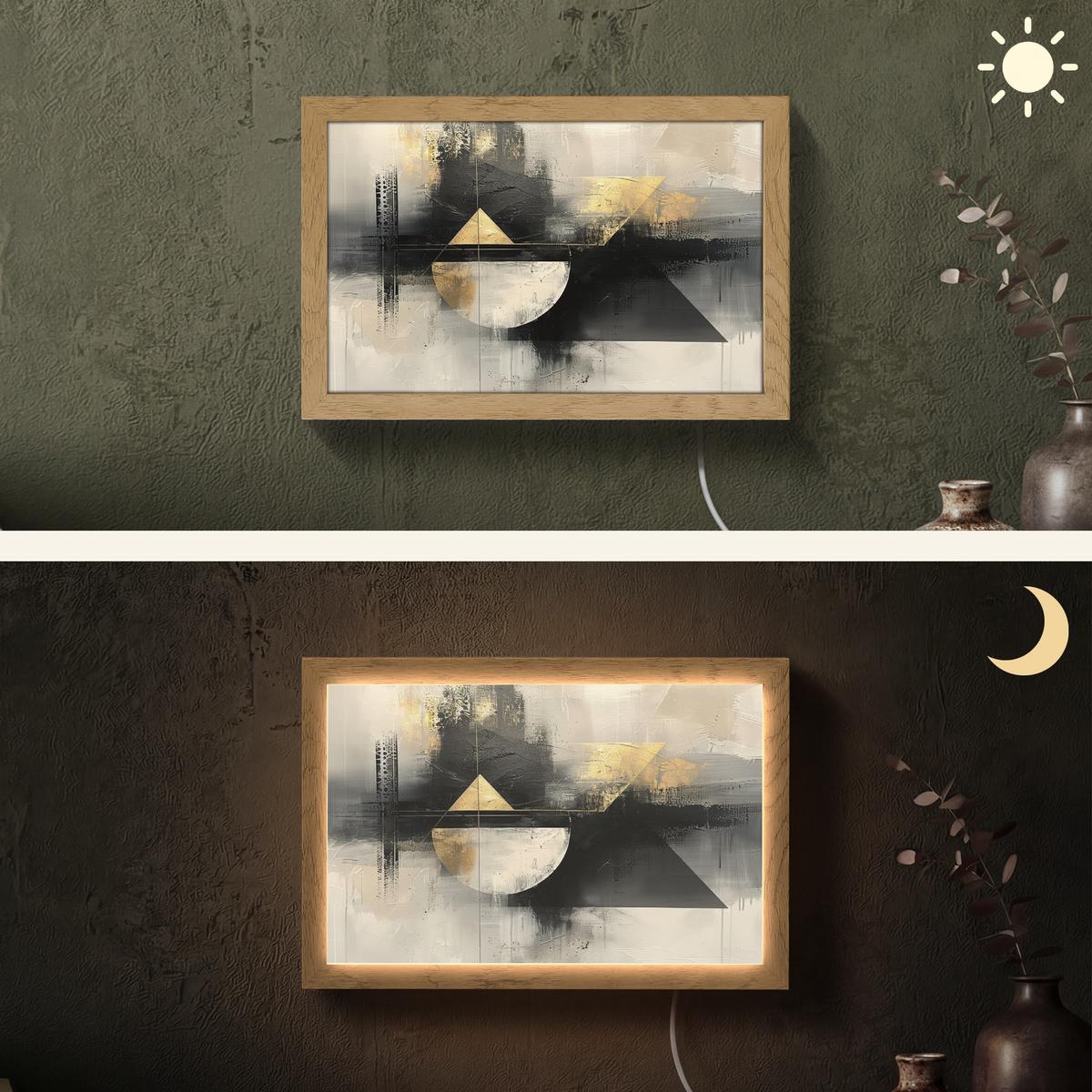 WANDLEUCHTE Abstrakt - Schwarz - Farbe - Modern 30x20 cm - Grau, Holzwerkstoff (30/20/8cm) - OnlyWow