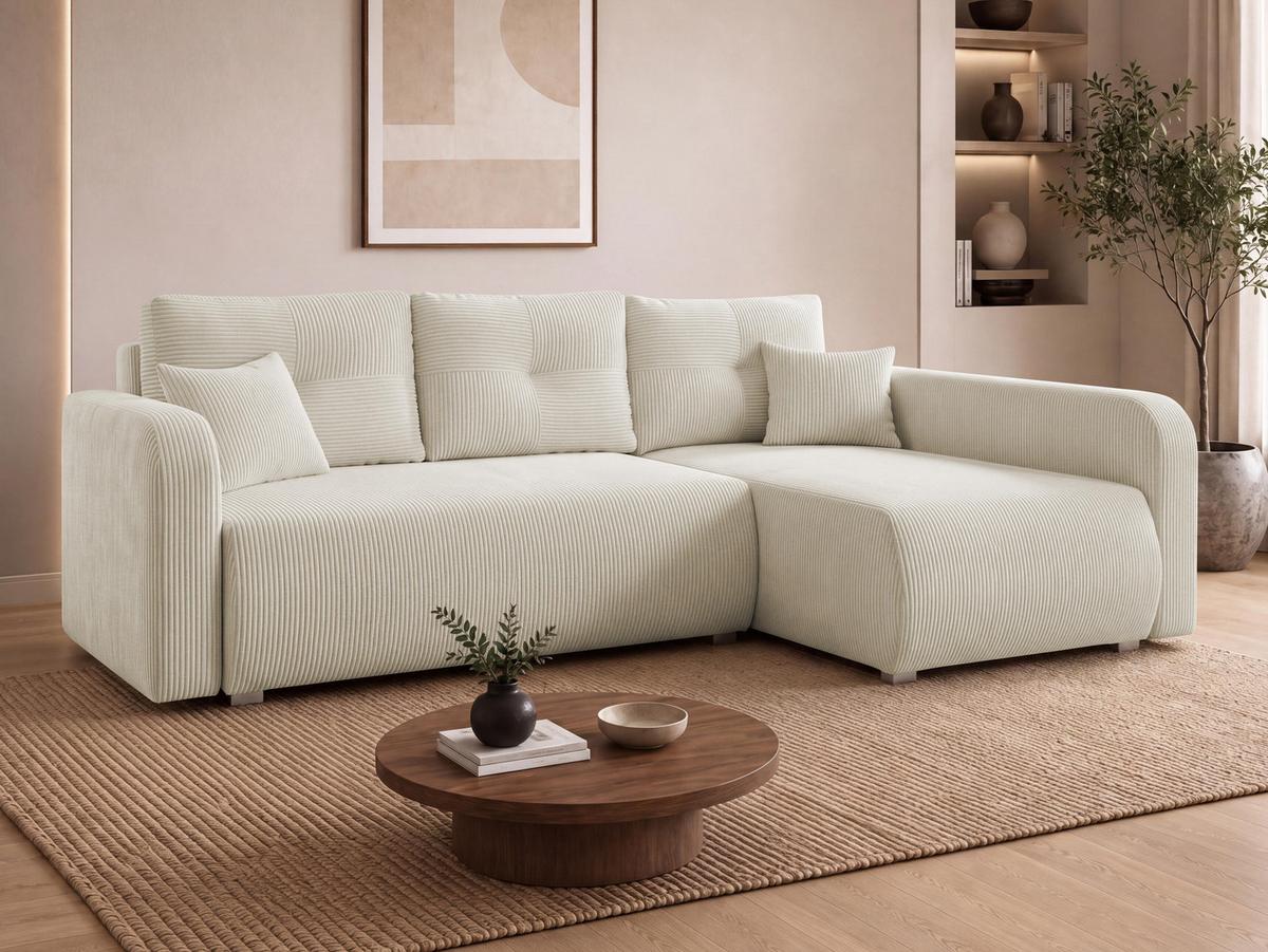 ECKSOFA Viena Cord, Seite: Rechts - Silberfarben/Naturfarben, Holz/Kunststoff (234/145cm) - MIRJAN24
