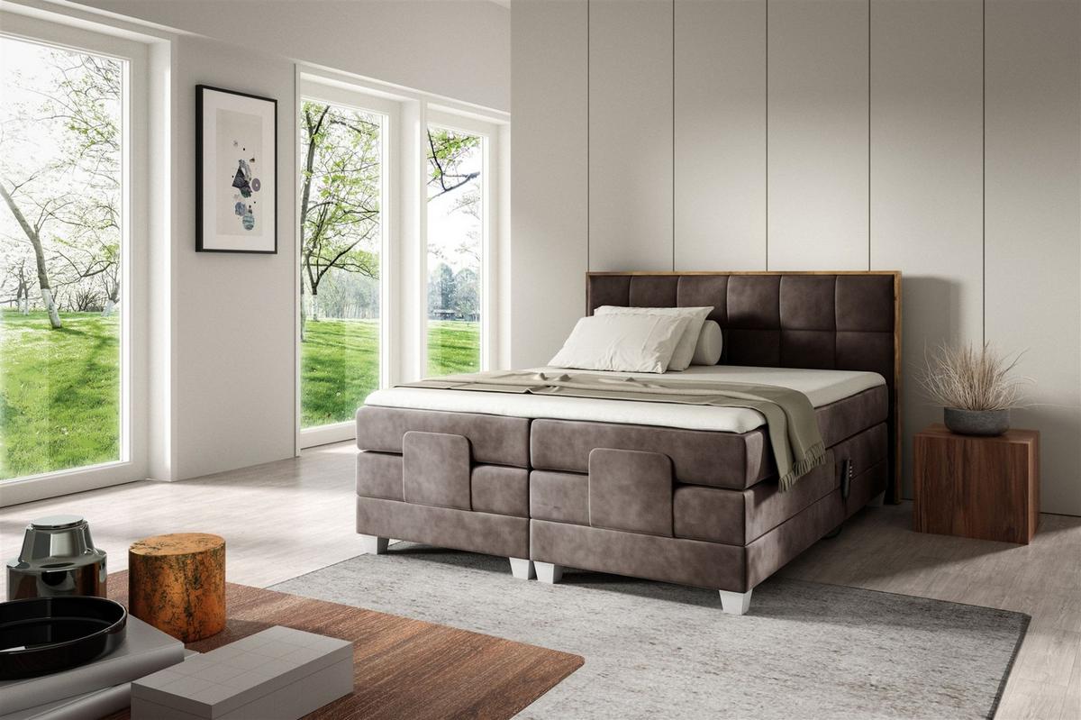 BOXSPRINGBETT Elektrisch Henry - Braun, Holzwerkstoff/Textil (200/200cm) - Fun Möbel