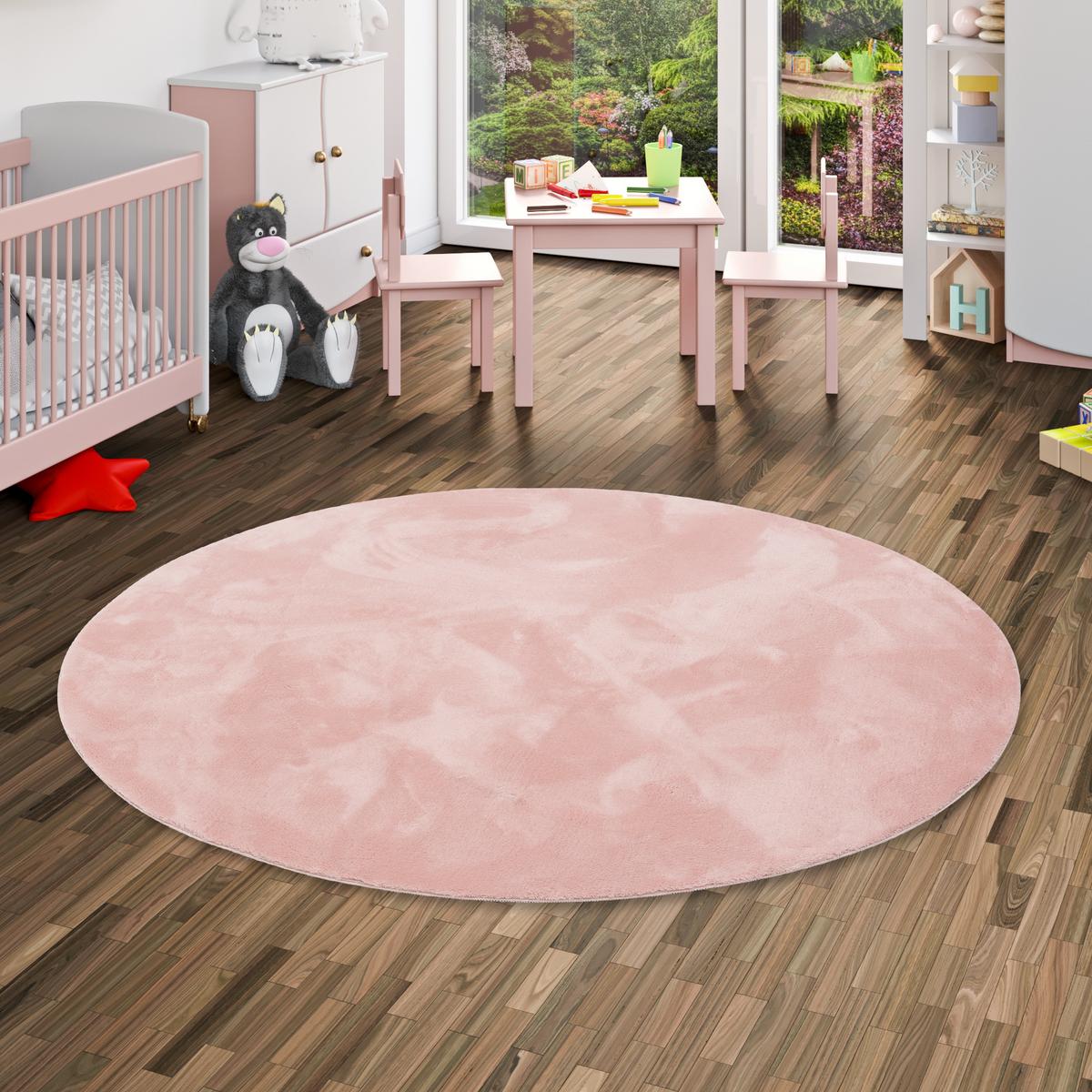 KINDER SUPER SOFT FELLTEPPICH PEARL KIDS RUND - Rosa, Textil (160/160cm) - Pergamon