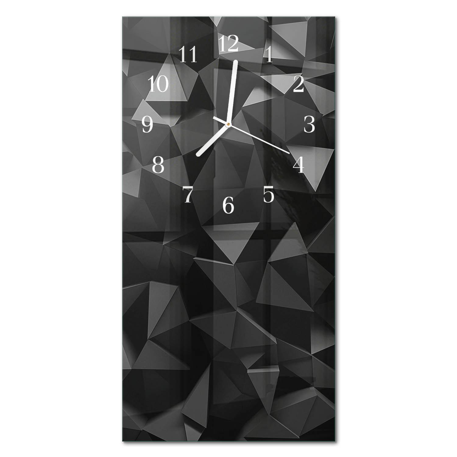 WANDUHR aus Glas 30x60 cm - Muster - Schwarz, Glas (30/60/0.4cm) - TULUP