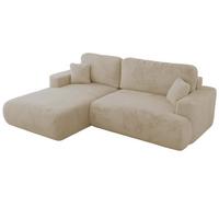 ECKSOFA OVO L Creme Plüsch - Links Seite - Creme/Schwarz, Kunststoff/Textil (271/195cm) - MKS