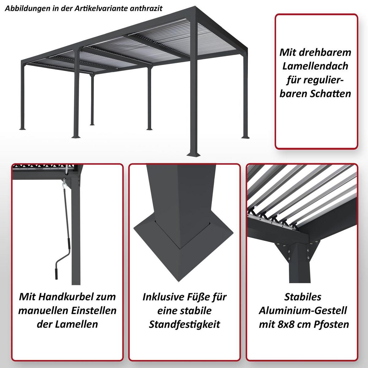 ALU PERGOLA Weiß - Weiß, Metall (590/224/306cm) - MCW