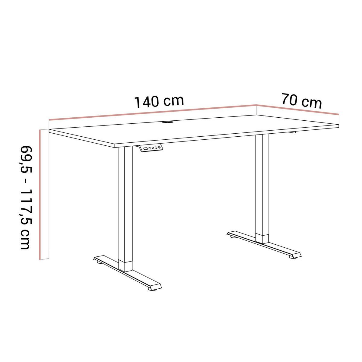 SCHREIBTISCH SPACE GAMING höhenverstellbar mit Metallbeinen schwarz/weiß - Weiß, Holzwerkstoff (70/140/69.5cm) - Lookway