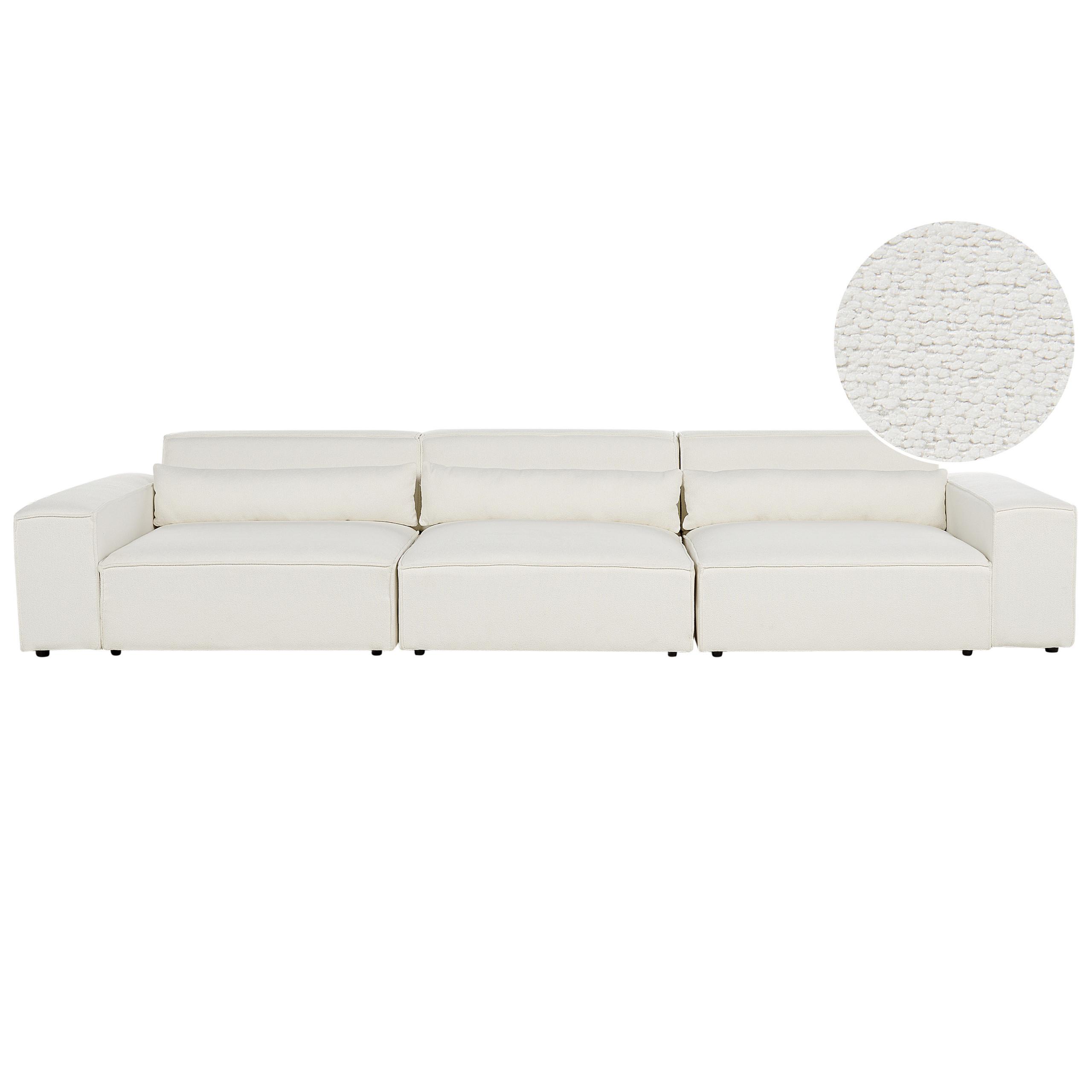 3-SITZER-SOFA Bouclé cremeweiß Hellnar - Weiß, Textil (364/70/126cm) - Beliani