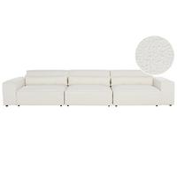 3-SITZER-SOFA Bouclé cremeweiß Hellnar - Weiß, Textil (364/70/126cm) - Beliani