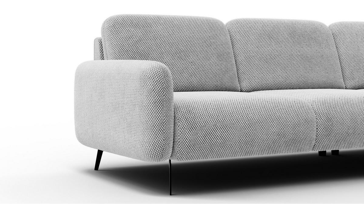 ECKSOFA FEBE 5-Sitzer rechts, hellgrau - Hellgrau/Schwarz, Holz/Textil (271/190cm) - Wozimo