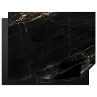 HERDABDECKPLATTE Marmor - Schwarz - Gold - Chic - Marmoroptik - Design Induktionsmatte 77x59 cm - Schwarz, Kunststoff (77/59/0.2cm) - MuchoWow