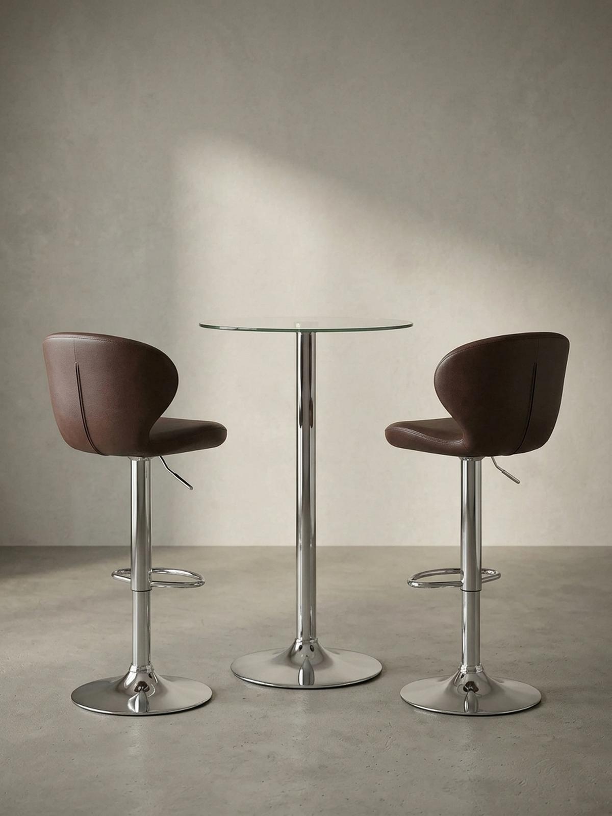 STEHTISCH – Ø 60 cm, Sicherheitsglas, Drehfunktion, Trompetenfuß, Chrom - Silberfarben, Glas/Metall (60/60/105cm) - KADIMA DESIGN