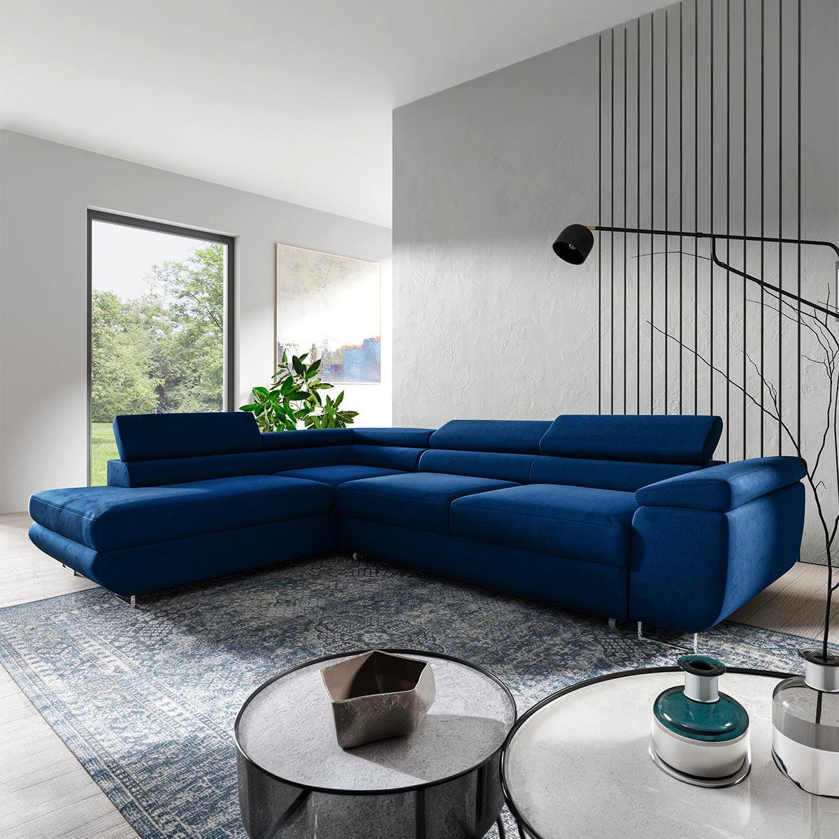 ECKSOFA Lyam 4 Sitzplätze Marineblau - Blau, Holzwerkstoff (271/201cm) - Petits-meubles