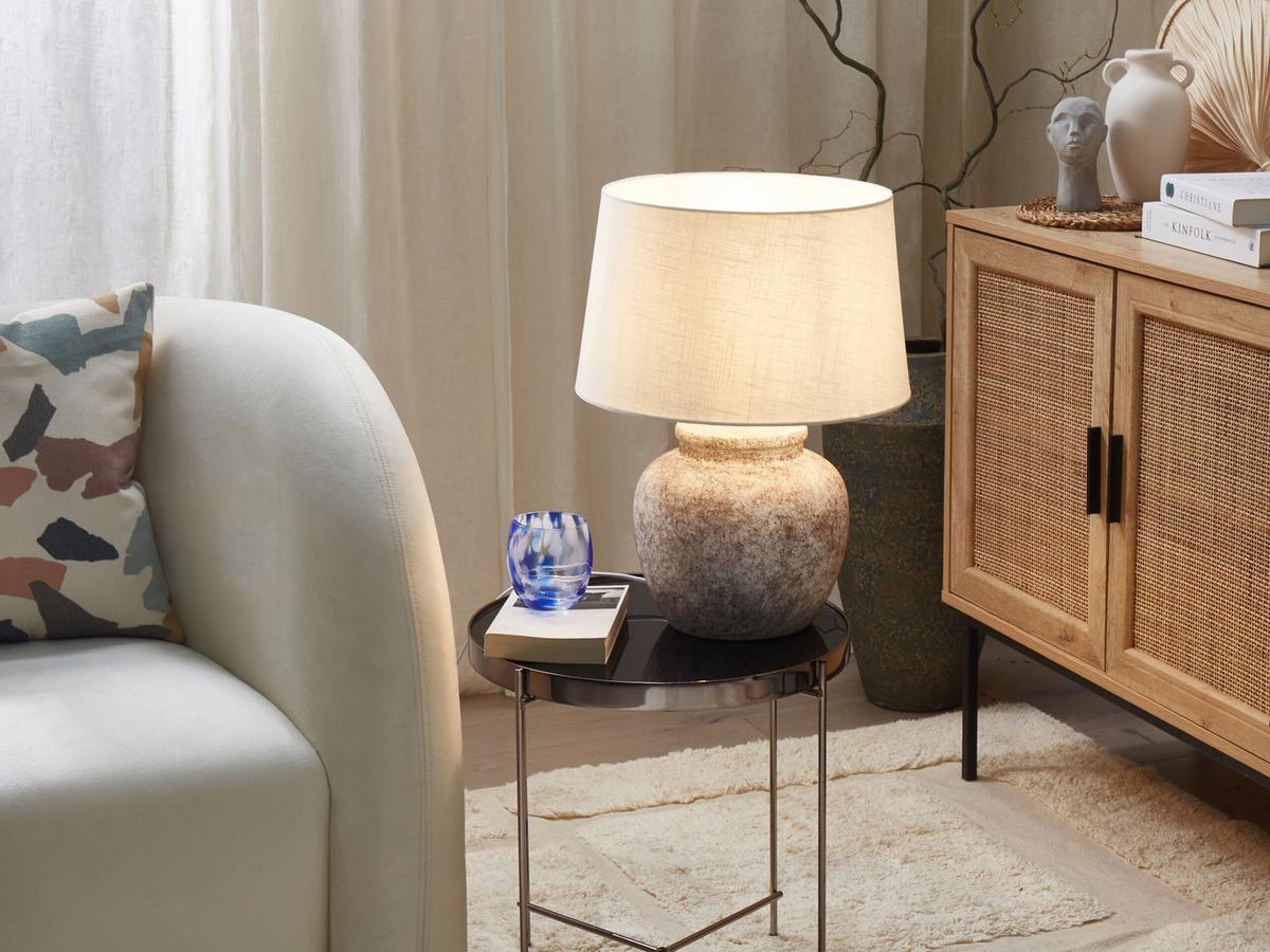 TISCHLAMPE Mareb 35/35/47 cm - Beige, Keramik (35/35/47cm) - Beliani