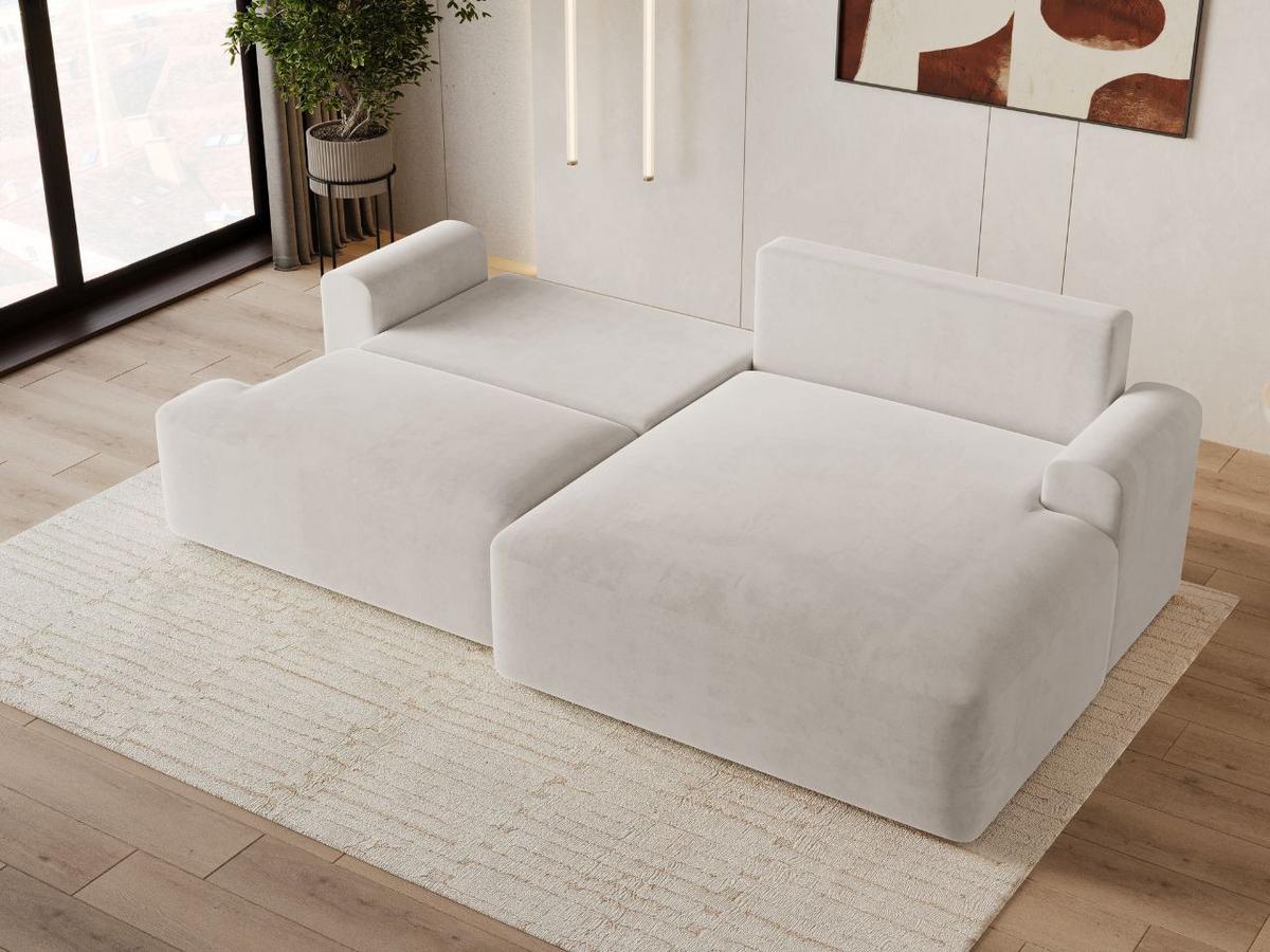 ECKSOFA Serene Ecru Links - Ecru, Holz/Textil (259/145cm) - Graingold