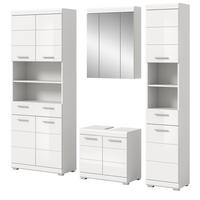 BADMÖBEL-SET weiß Hochglanz 4-teilig 200 cm, Komplettset mit viel Stauraum - Weiß Hochglanz, Glas/Holzwerkstoff (200/191/34cm) - Inn.Furn