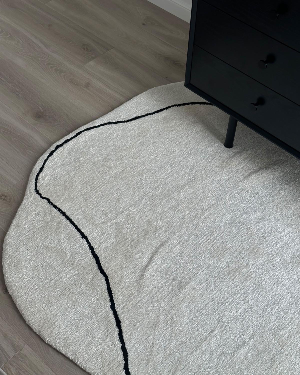 KURZFLOR-TEPPICH Beige 160/230 cm Dera - Beige/Schwarz, Textil (160/230cm) - Beliani