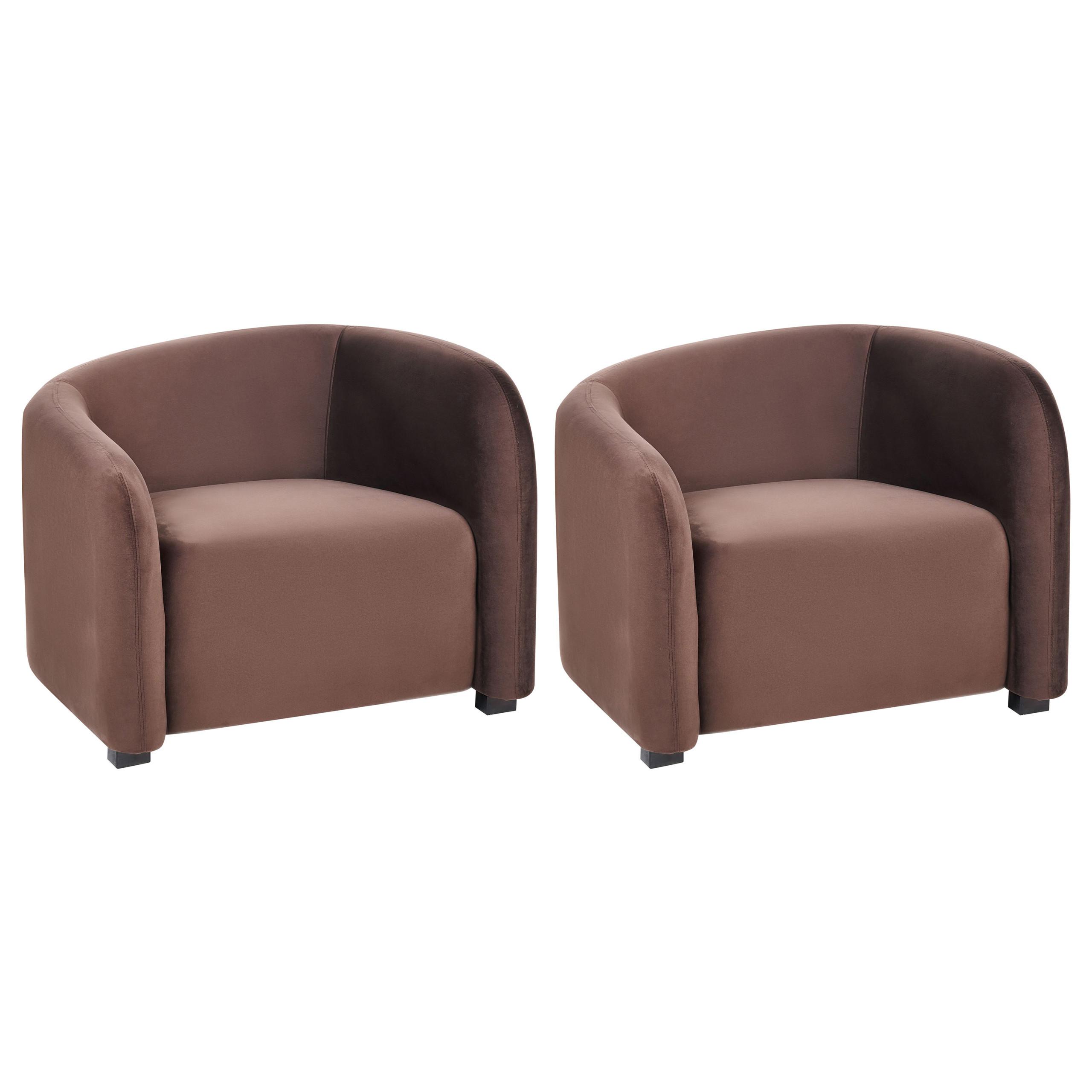 SESSEL 2er-Set Dunkelbraun Veltada - Dunkelbraun, Textil (95/72/86cm) - Beliani