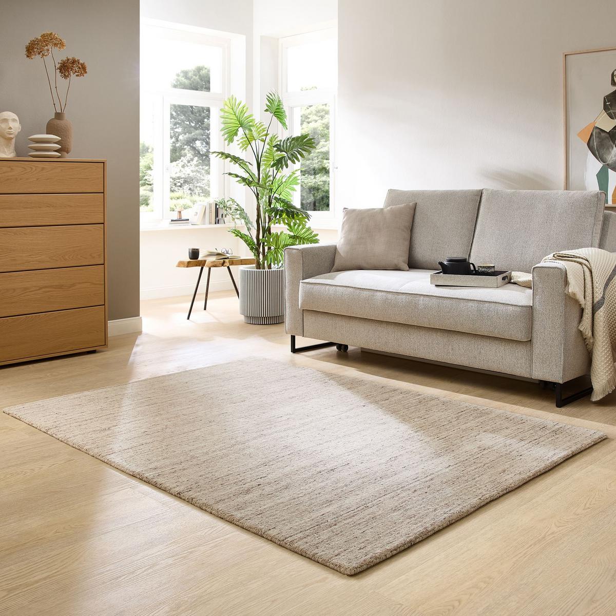 HANDWEBTEPPICH Pure 250x350 cm - Beige, Textil (250/350cm) - THEKO