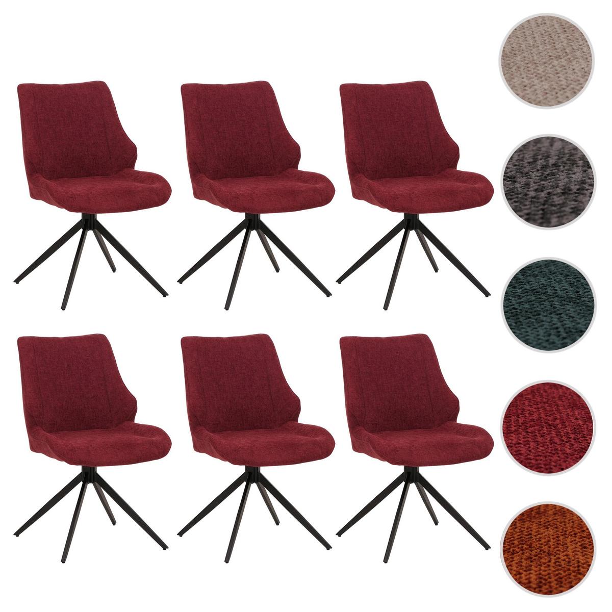 ESSZIMMERSTUHL Schwarz, Bordeaux 6er-Set - Bordeaux/Schwarz, Textil (55/88/62cm) - MCW