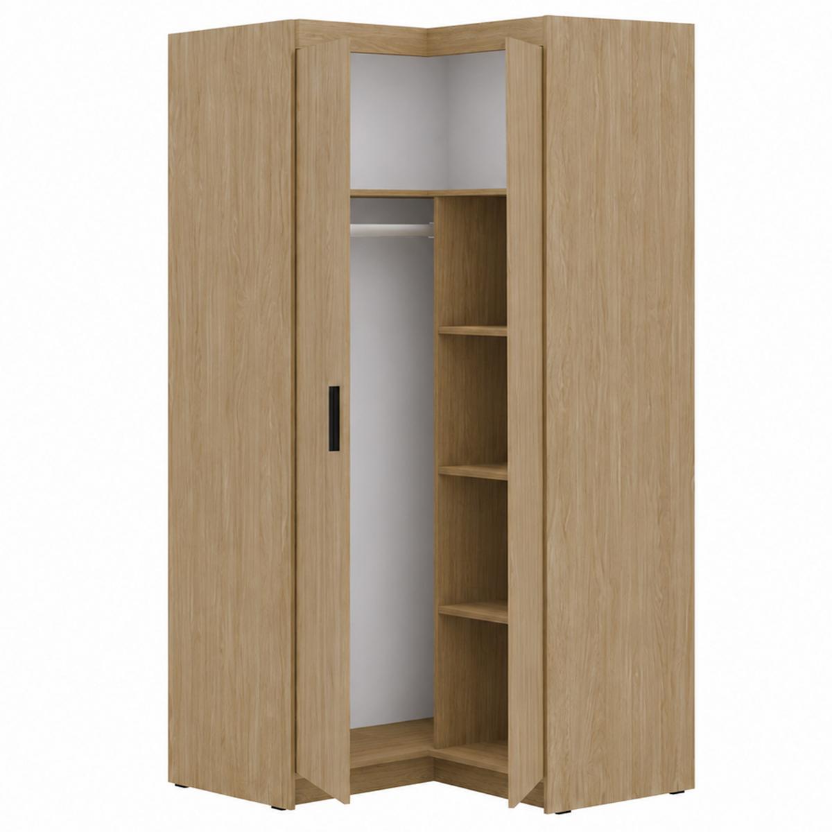 ECKSCHRANK Elena mit 2 Türen, 95x95 cm, Eiche Geölt - Hellbraun/Eichefarben, Holzwerkstoff (95/190.5/95cm) - Beautysofa