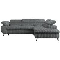 ECKSOFA PETER L Dunkelgrau Cord - Rechts Seite - Dunkelgrau/Schwarz, Textil/Metall (273/208cm) - MKS