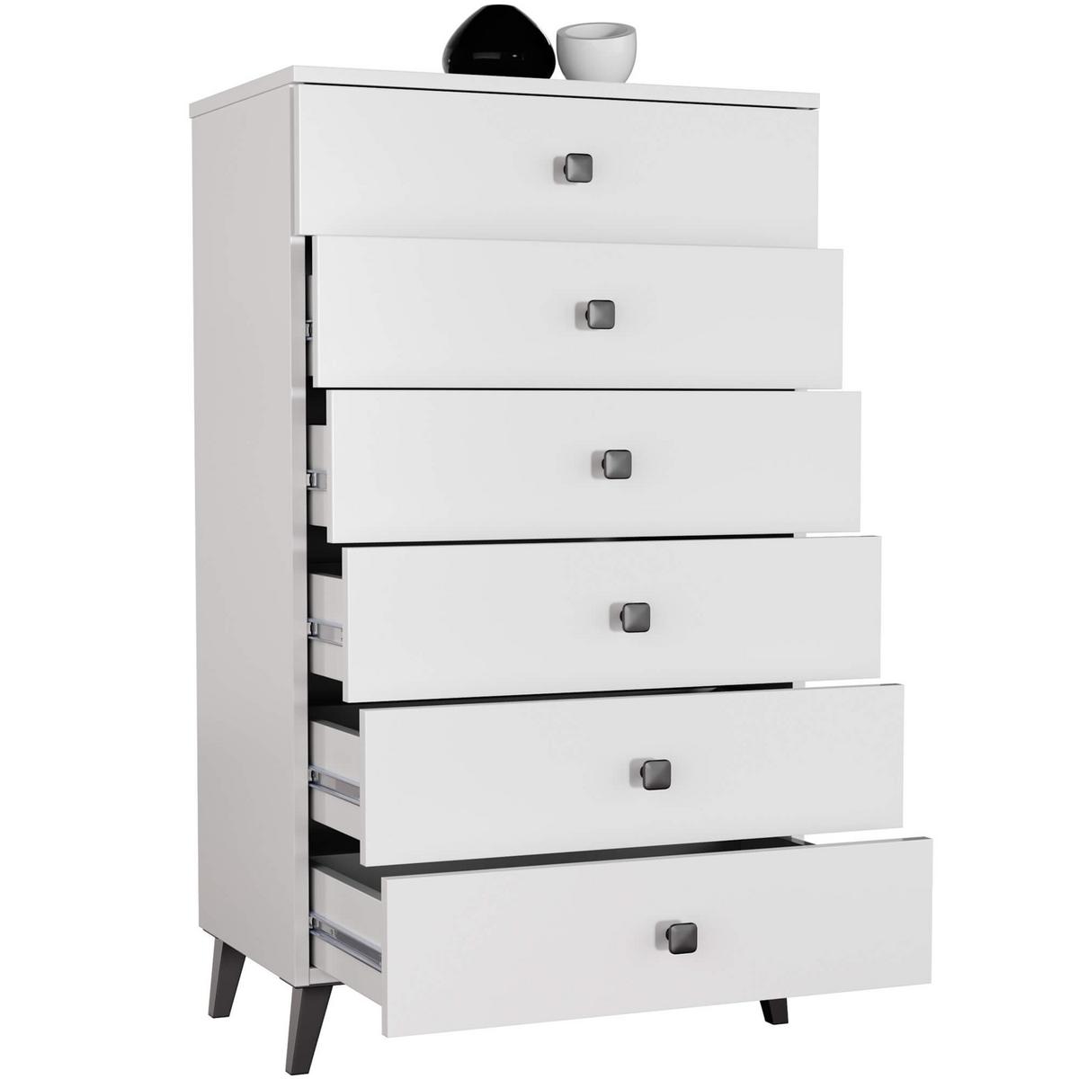 KOMMODE Weiß, Schwarz 104/60/37 - Schwarz/Weiß, Holzwerkstoff (60/104/37cm) - RAUMHIRSCH FURNITURE