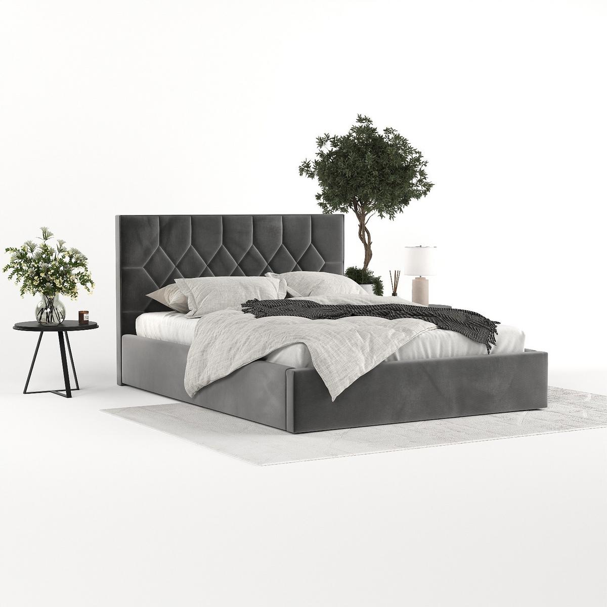 POLSTERBETT Brisa 180/200 cm Grau im Kronos Stoff - Schwarz/Naturfarben, Holz/Holzwerkstoff (180/200cm) - AltaBeds