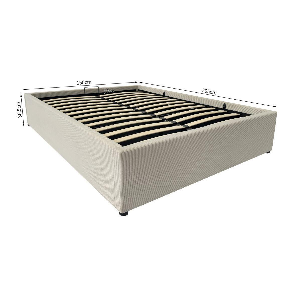 BETTKASTEN bezogen mit samt romy 204/152/36,5 cm - Beige, Holz (190/140cm) - Calicosy