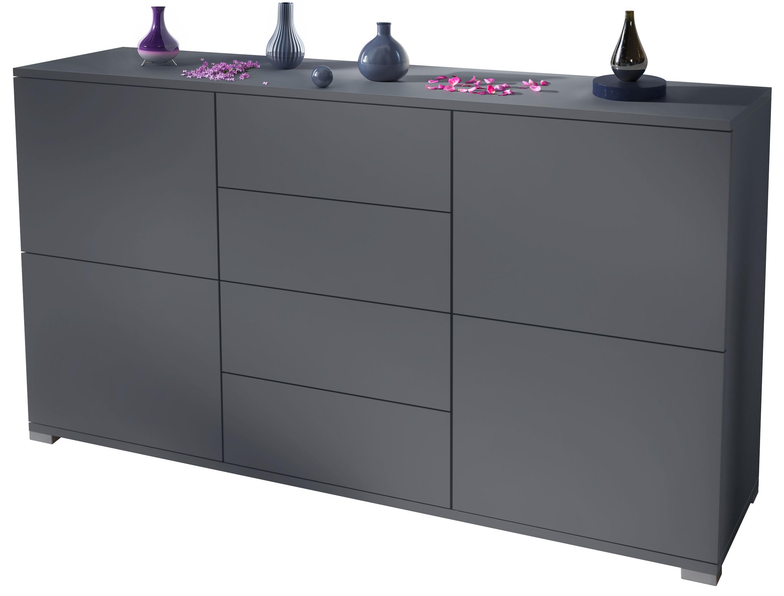 SIDEBOARD Rova Anthrazit matt - Dunkelgrau, Holzwerkstoff (138.5/75.5/35cm) - Vladon