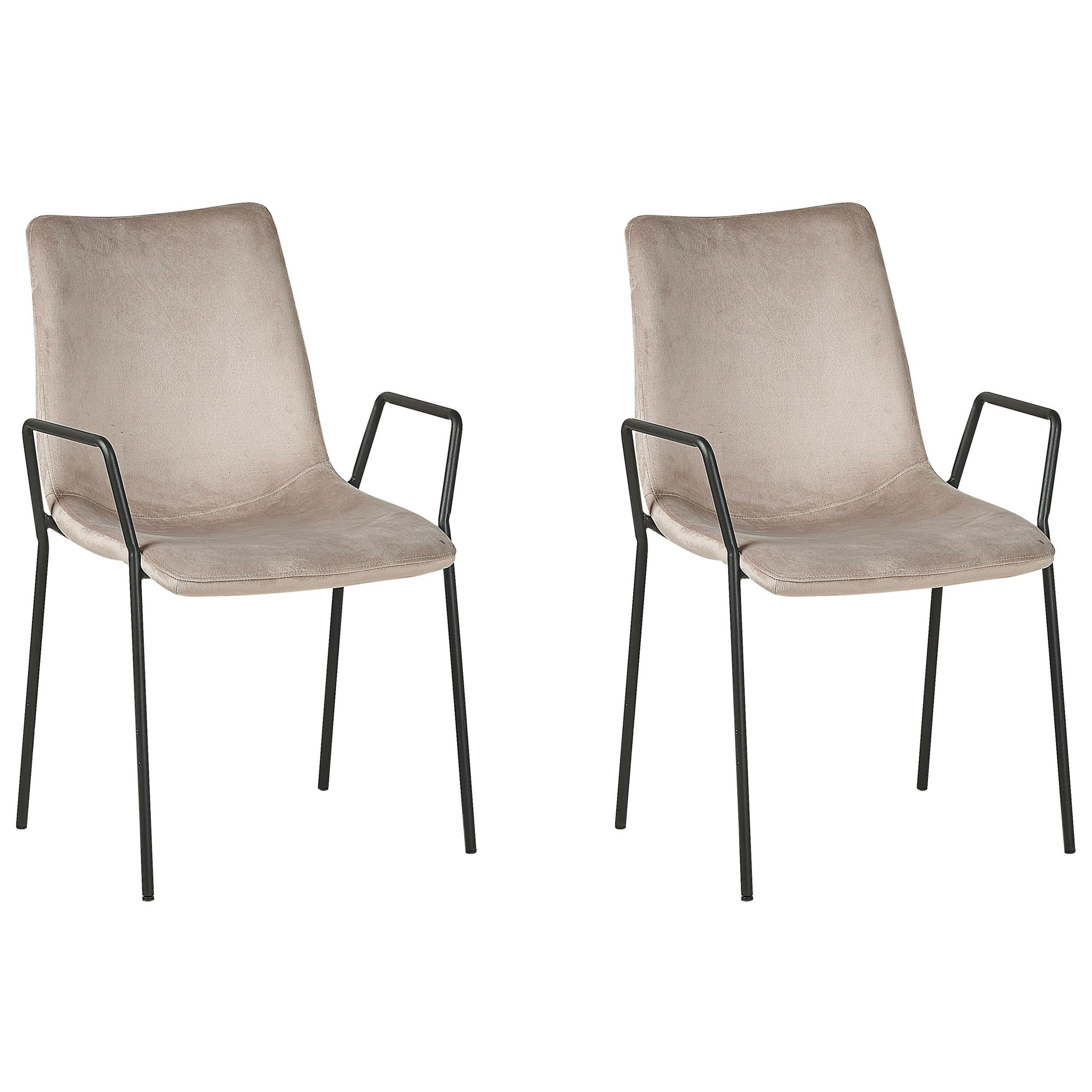 ESSZIMMERSTUHL 2er-Set Samtstoff Beige Jefferson - Beige, Textil/Metall (57/87/60cm) - Beliani