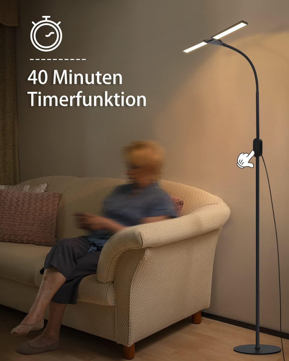 LED STEHLAMPE Luminar 44/22/158 cm - Schwarz, Metall (44/22/158cm) - ZMH