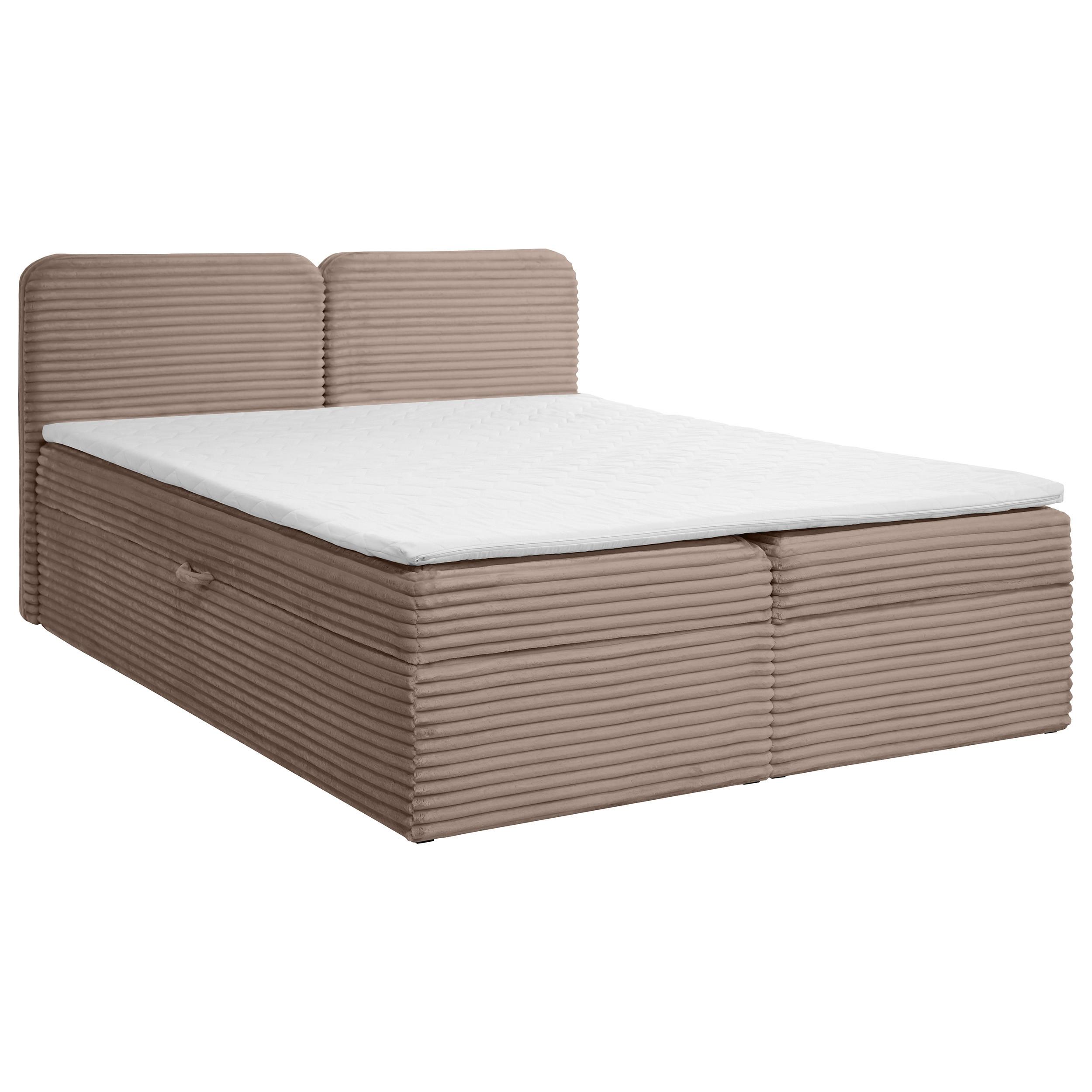 KONTINENTALBETT Lars 160x200 cm mit Topper, Bonnelmatratze, Cord-Stoff, Hellbraun - Hellbraun, Textil (160/200cm) - Beautysofa
