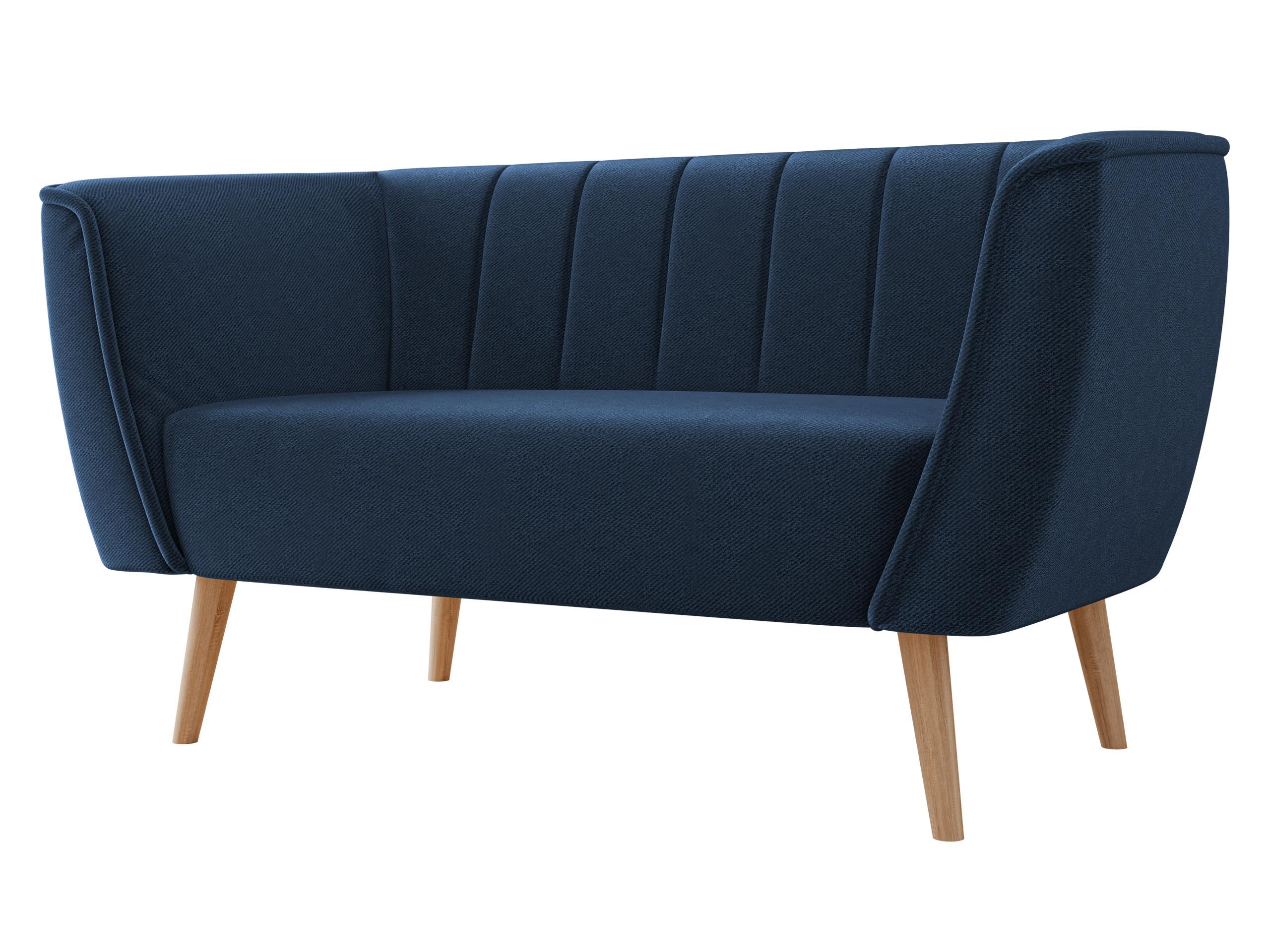 SOFA Pas 2 - Dunkelblau/Naturfarben, Holz/Textil (142/75/74cm) - MIRJAN24