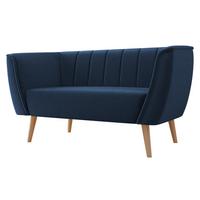 SOFA Pas 2 - Dunkelblau/Naturfarben, Holz/Textil (142/75/74cm) - MIRJAN24