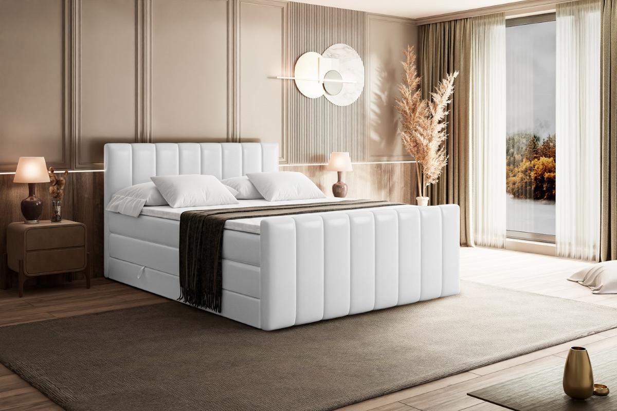 BOXSPRINGBETT OTTA-Z KING - 140x200 - H3/H4 - Weiß Hochglanz - Weiß Hochglanz, Holzwerkstoff (140/200cm) - ALTDECOR