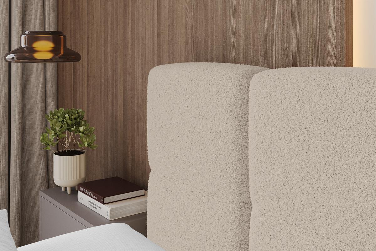 POLSTERBETT mit Bettkasten und Lattenrost, Bett mit Matratze H3/H4, Kopfteil, Boxbett, Doppelbett mit Stauraum - NATA-Z 200x200 Dunkelbeige - Hellbraun, Holzwerkstoff/Textil (200/200cm) - ALTDECOR