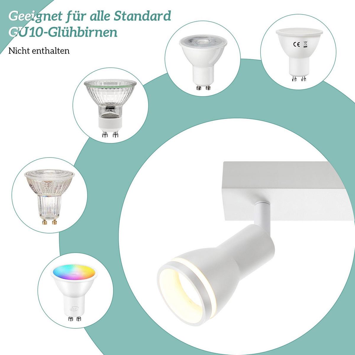 DECKENSTRAHLER Homburg 2-flammig 30/5/15.7 cm - Weiß, Metall (30/5/15.7cm) - Nettlife