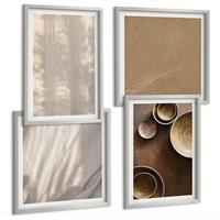 BILDER SET 4er Set - 50x50 cm & 40x60 cm Silberner Rahmen - Strukturen, Texturen, Minimalismus - Silberfarben, Kunststoff (50/50cm) - TULUP