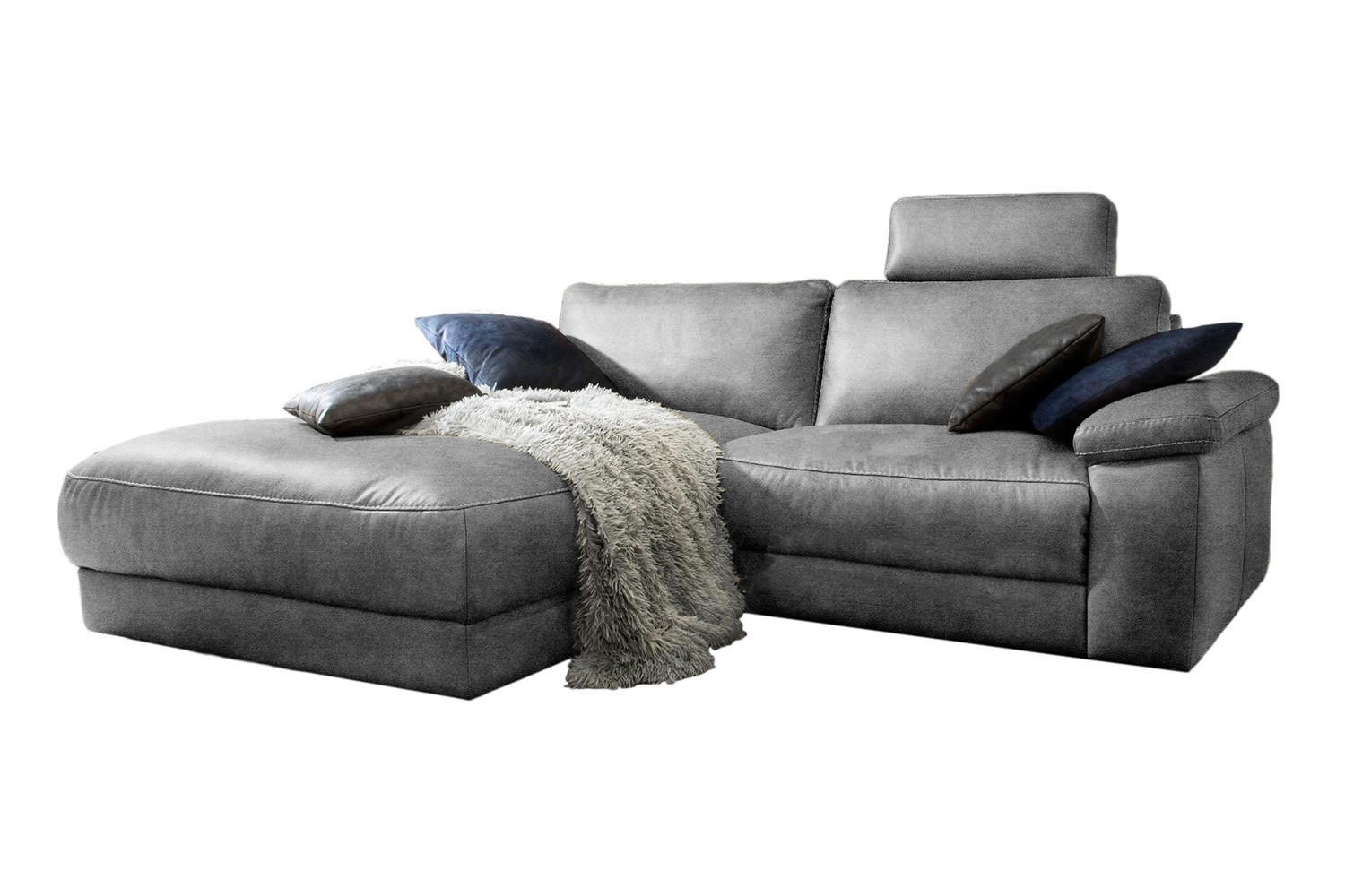 ECKSOFA MOTORISCHER RELAXFUNKTION LOLA Grau Webstoff Relaxfunktion - Schwarz/Grau, Textil (233/178cm) - KAWOLA
