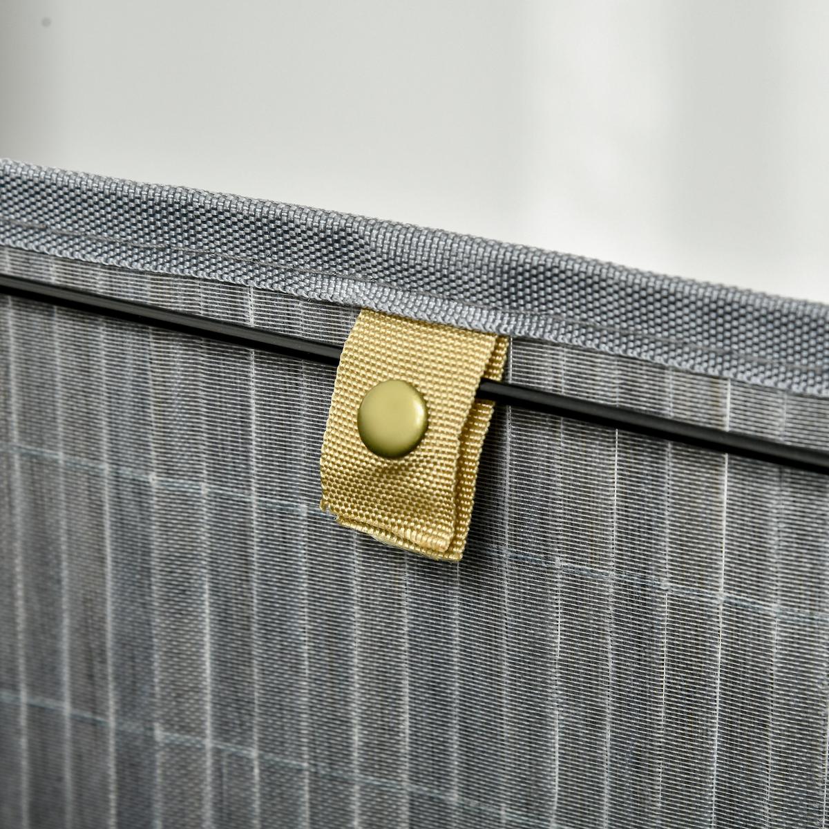 WÄSCHEKORB mit Deckel 55L, Bambus, Grau - Grau, Naturmaterialien (38/57/38cm) - HOMCOM