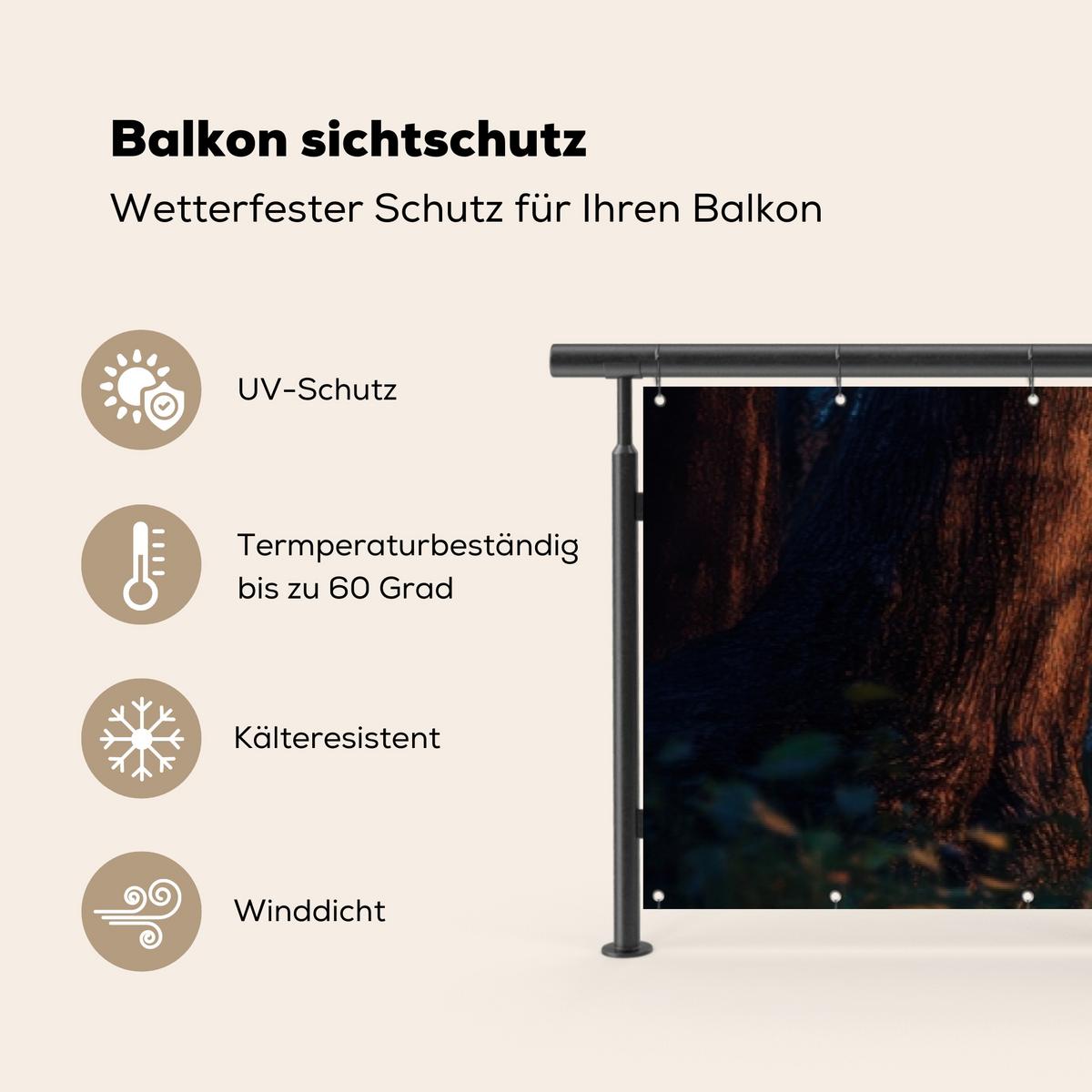BALKON-SICHTSCHUTZ Lagerfeuer - See - Abendlicht Groß 500x85 cm - Dunkelblau, Kunststoff (500/85cm) - MuchoWow