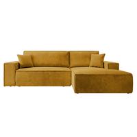 ECKSOFA Farese Senfgelb Cordbezug - Messingfarben/Schwarz, Kunststoff/Textil (267/167cm) - Selsey