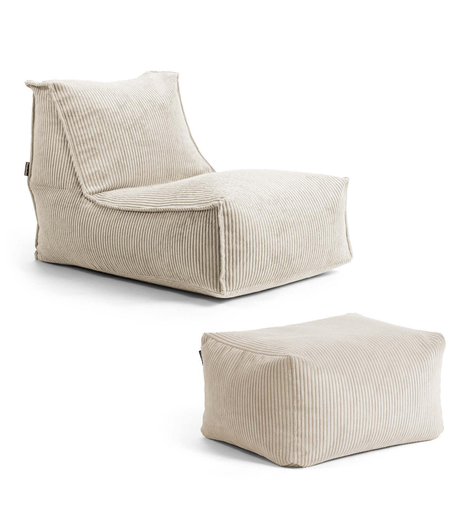 SITZSACK Cord Doze mit Hocker - Beige, Textil (60/65/95cm) - Mokebo