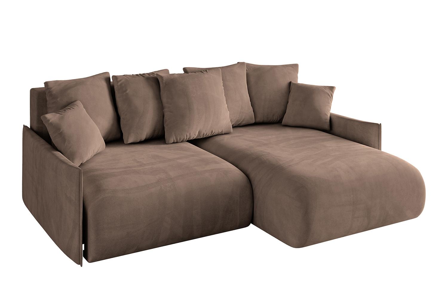ECKSOFA Ottomane rechts ONESK-L -v1 216x177x72 Braun Velours - Braun, Holzwerkstoff/Kunststoff (177/216cm) - ALTDECOR