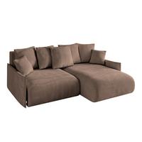 ECKSOFA Ottomane rechts ONESK-L -v1 216x177x72 Braun Velours - Braun, Holzwerkstoff/Kunststoff (177/216cm) - ALTDECOR