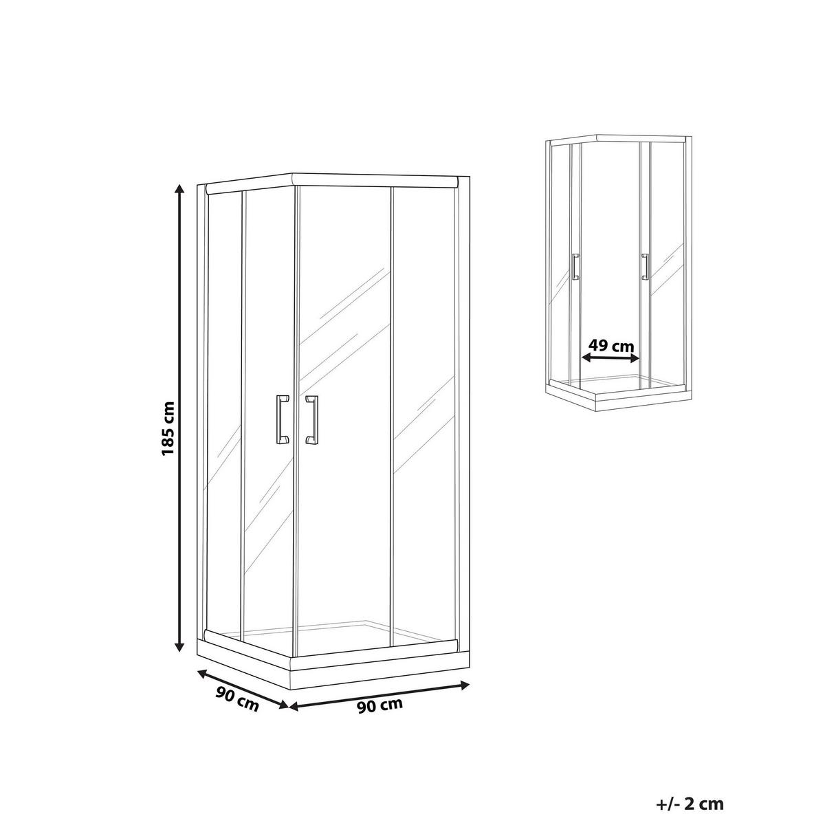 DUSCHKABINE 90/90/185 cm Schwarz Tela - Transparent/Schwarz, Glas (90/90/185cm) - Beliani