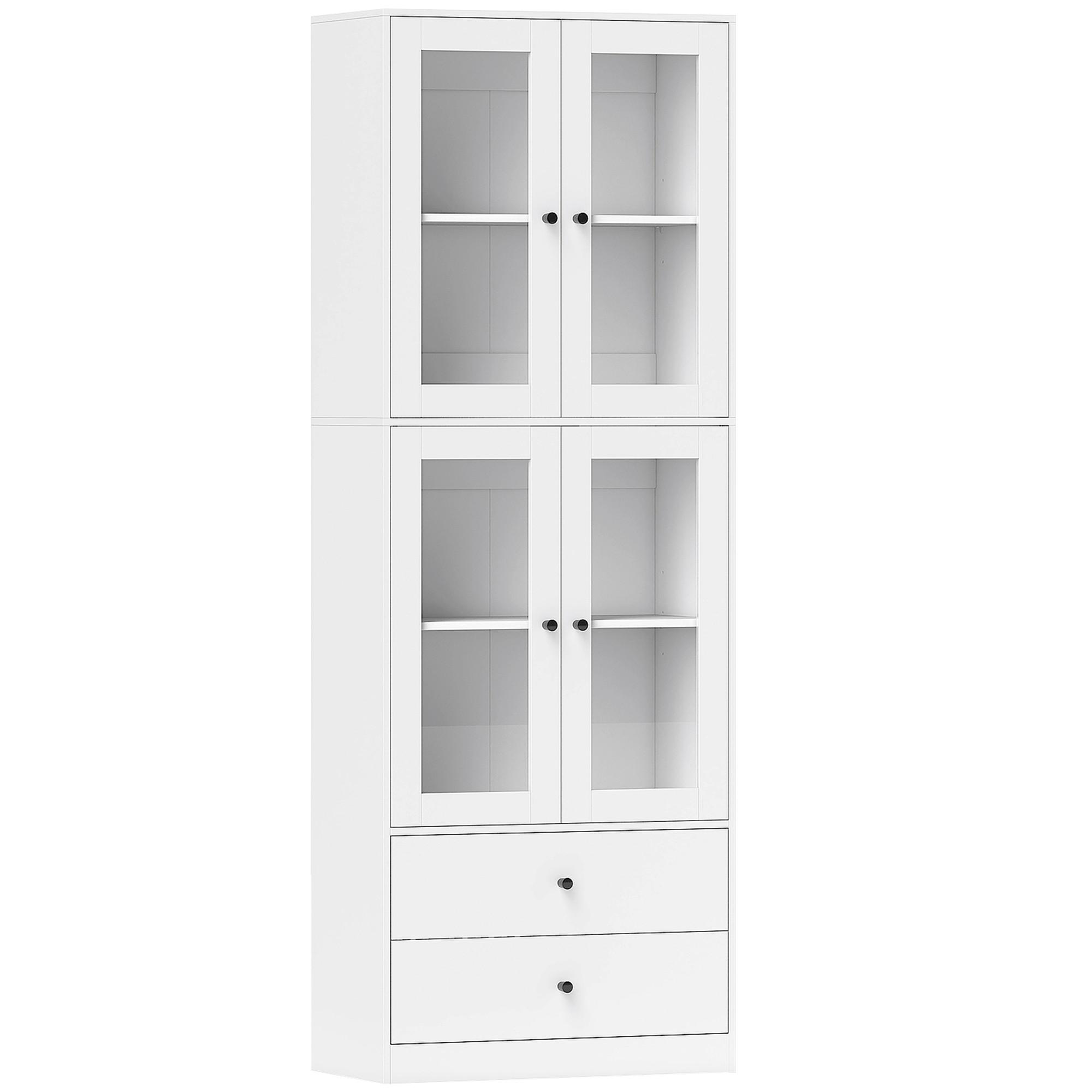 KÜCHENSCHRANK, Hochschrank mit Schublade, verstellbaren Einlegeböden Weiß - Weiß, Holzwerkstoff (30/170/59cm) - HOMCOM
