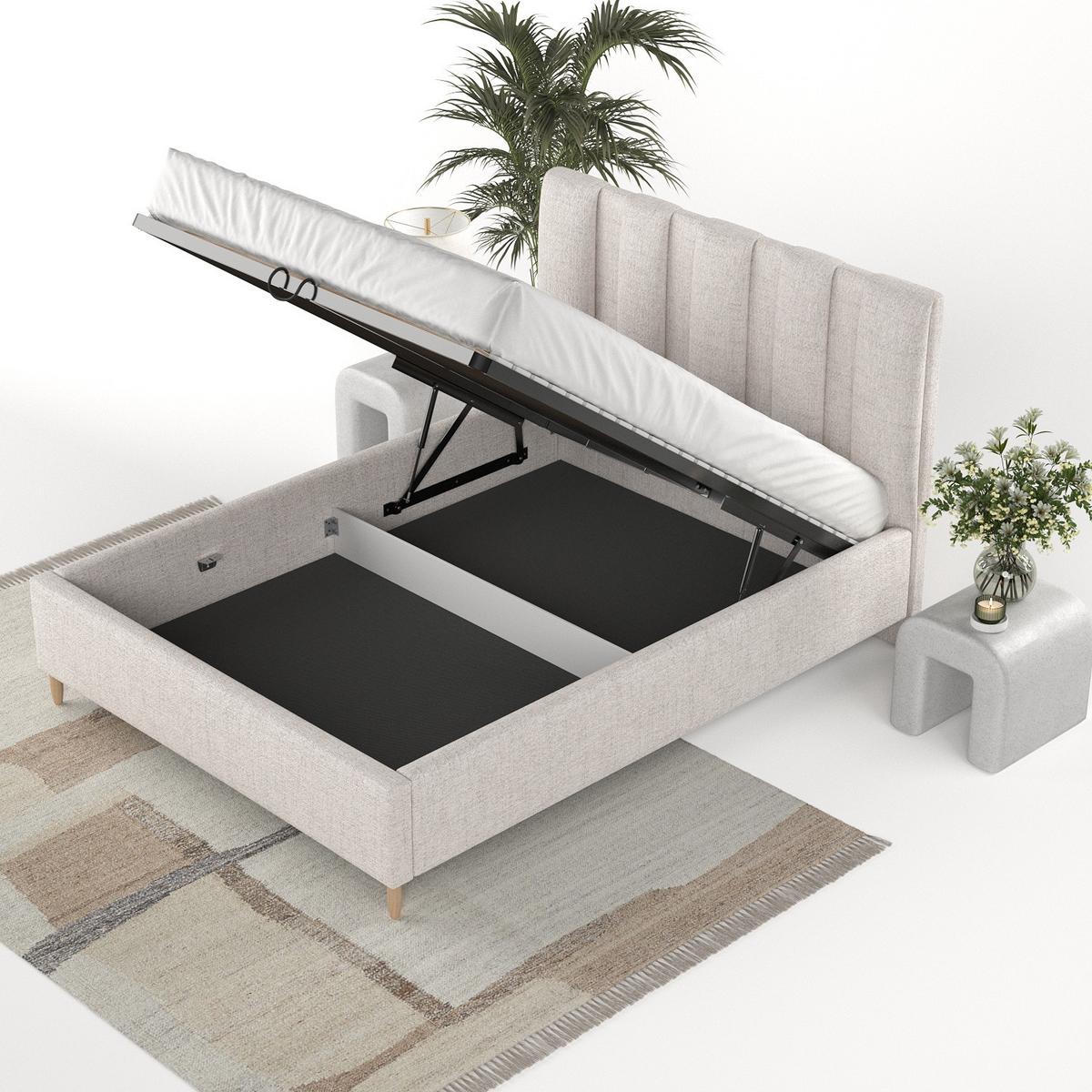 POLSTERBETT Loom 140/200 cm Hellbeige im Neve Stoff - Sandfarben/Naturfarben, Holz/Holzwerkstoff (140/200cm) - AltaBeds