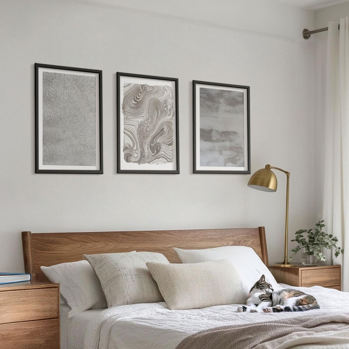BILDER SET 3er Set - 40x60 cm Schwarzer Rahmen - Industrielle abstrakte Muster - Schwarz, Kunststoff (40/60cm) - TULUP