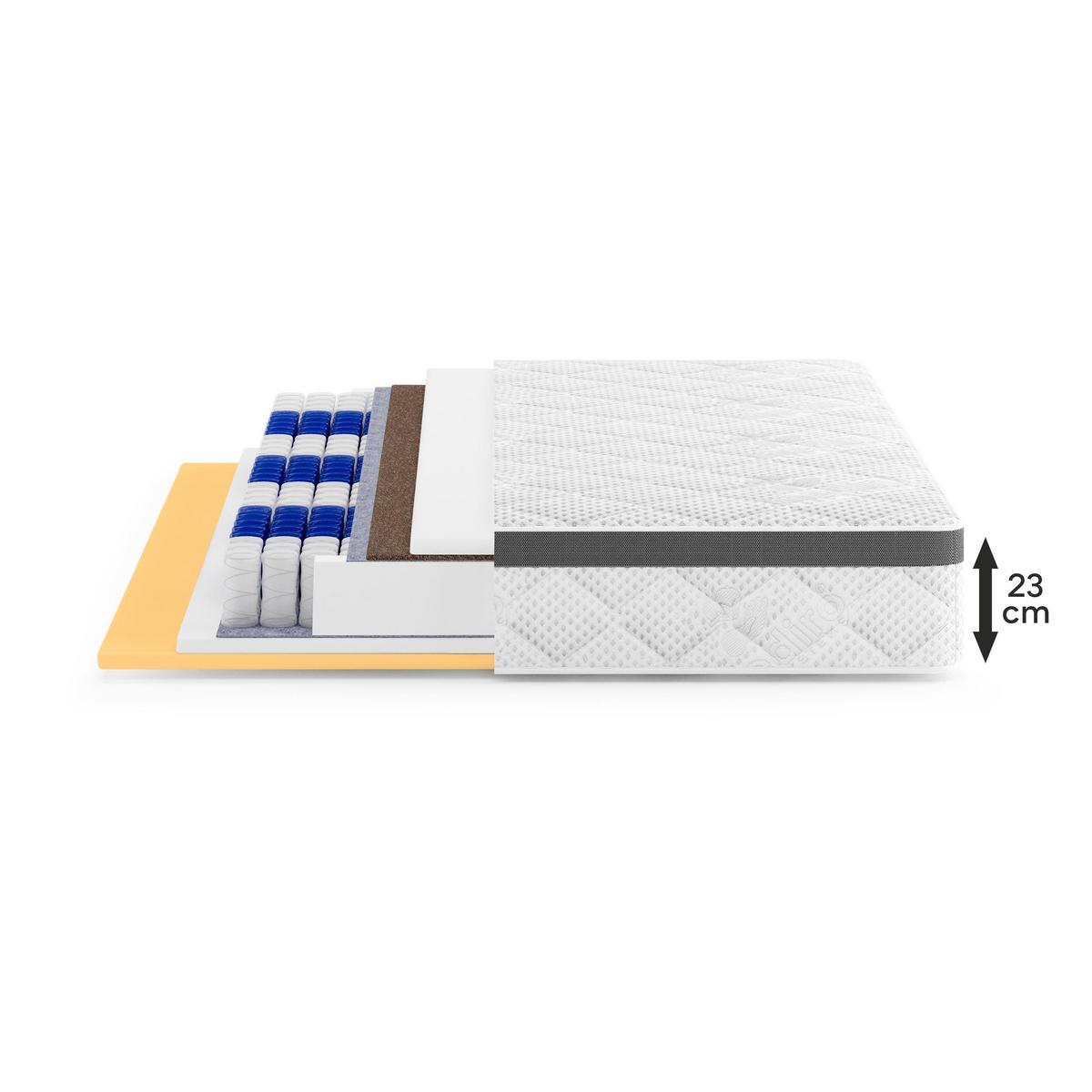WENDEMATRATZE Mediro Flex 23 cm,7-Zone, mit Visco-Schaum, H3/H4, 140x200 - Weiß, Kunststoff (140/200cm) - Beautysofa