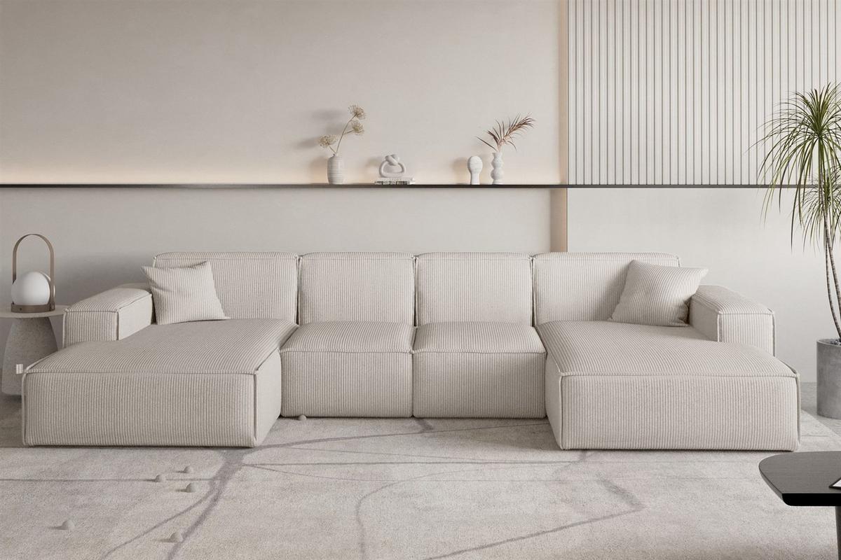 WOHNLANDSCHAFT Celes Premium Xs Scala - Beige, Holzwerkstoff/Textil (342/73/165cm) - Fun Möbel