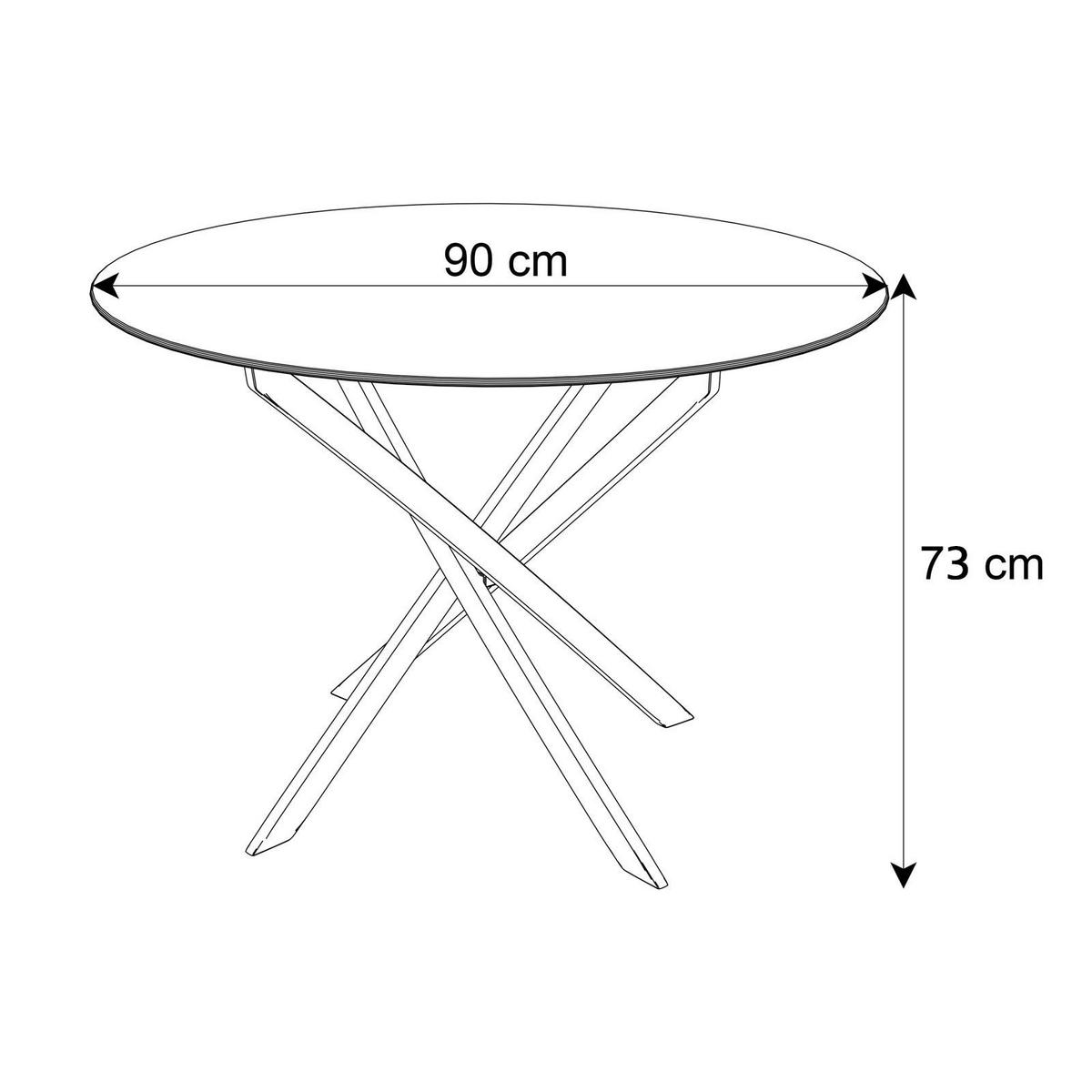 ESSTISCH BEIRA Runder Tisch 90 cm mit Keramikplatte und Chrom Tischbeine - Chromfarben/Silberfarben, Metall (90/90/72cm) - Lookway